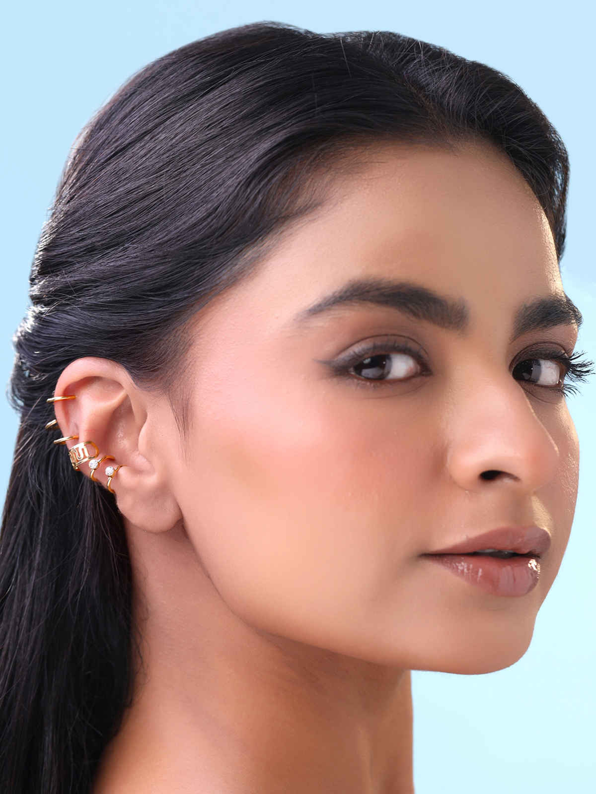 Yellow Chimes Set Of 12 Gold-Toned Ear Cuffs