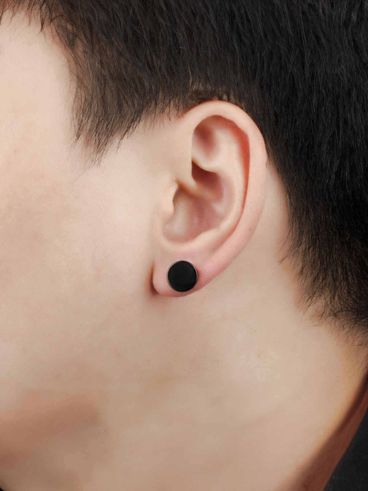 Yellow Chimes Gold Toned Black Studs for Men, Stainless Steel