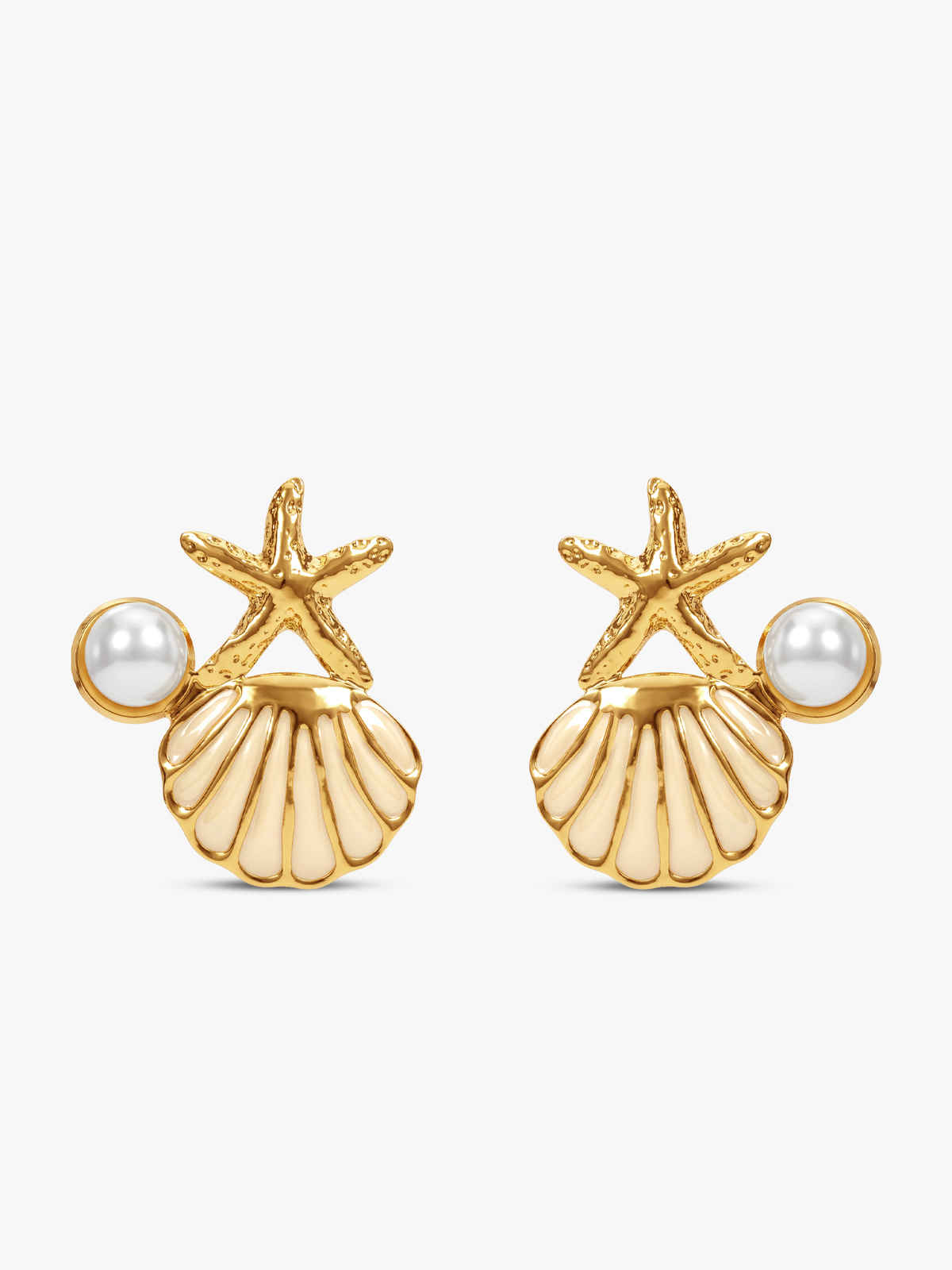 OnnMe By Giva Starfish Pearl Gold Plated Earrings | Waterproof And Anti-Tarnish | OMER0166