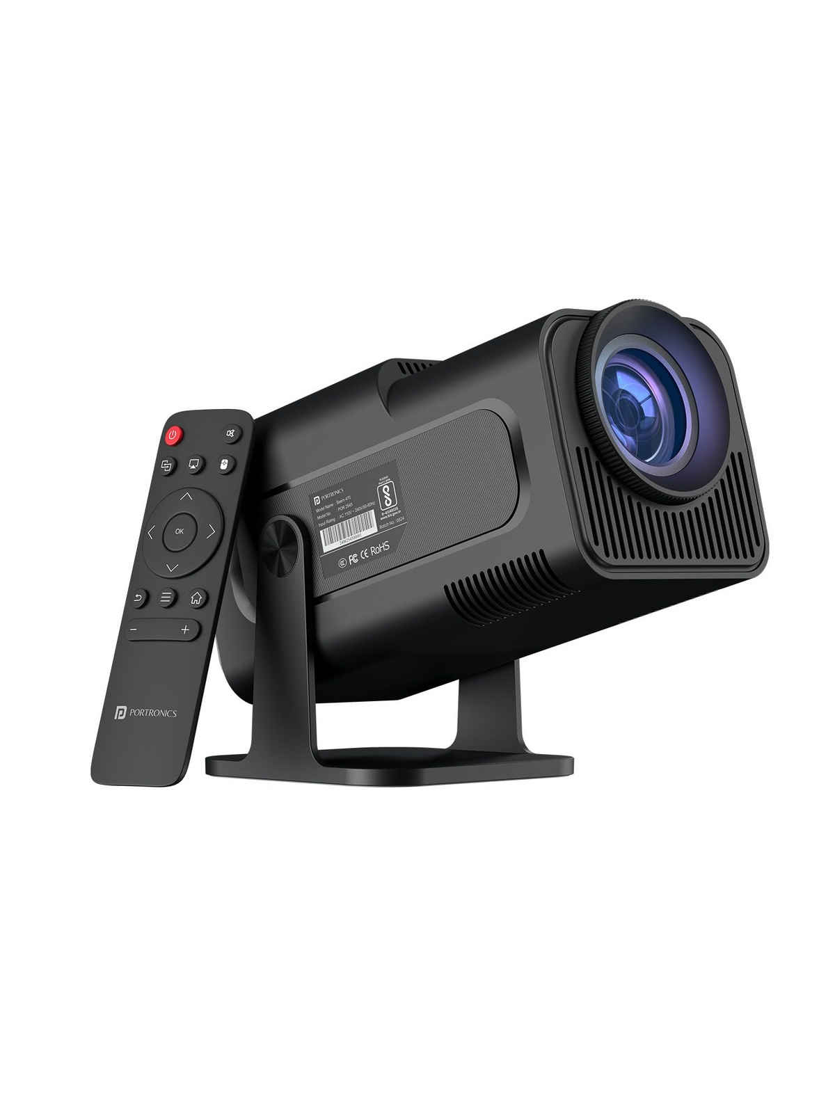 Portronics Beem 470 Smart LED Projector with 1080p Full HD Resolution, Rotatable Design, Built-in Streaming Apps (Netflix, Prime Video, Hotstar), 4500 Lumens, Screen Mirroring, 5 Watt Speaker - Black