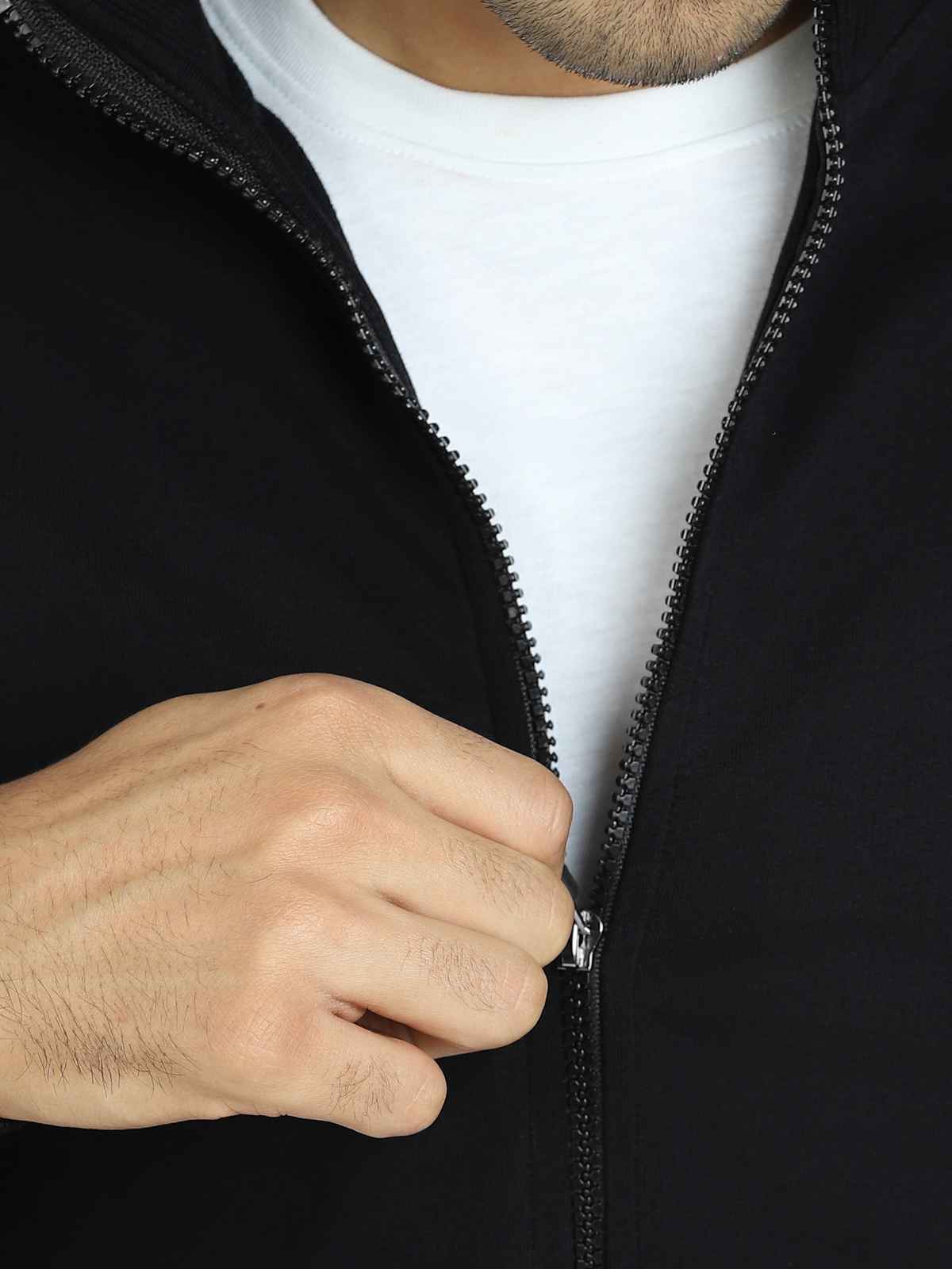 XYXX Cruze IntelliSmooth Cotton Rich Solid Jacket | with 2 pockets | Black- M