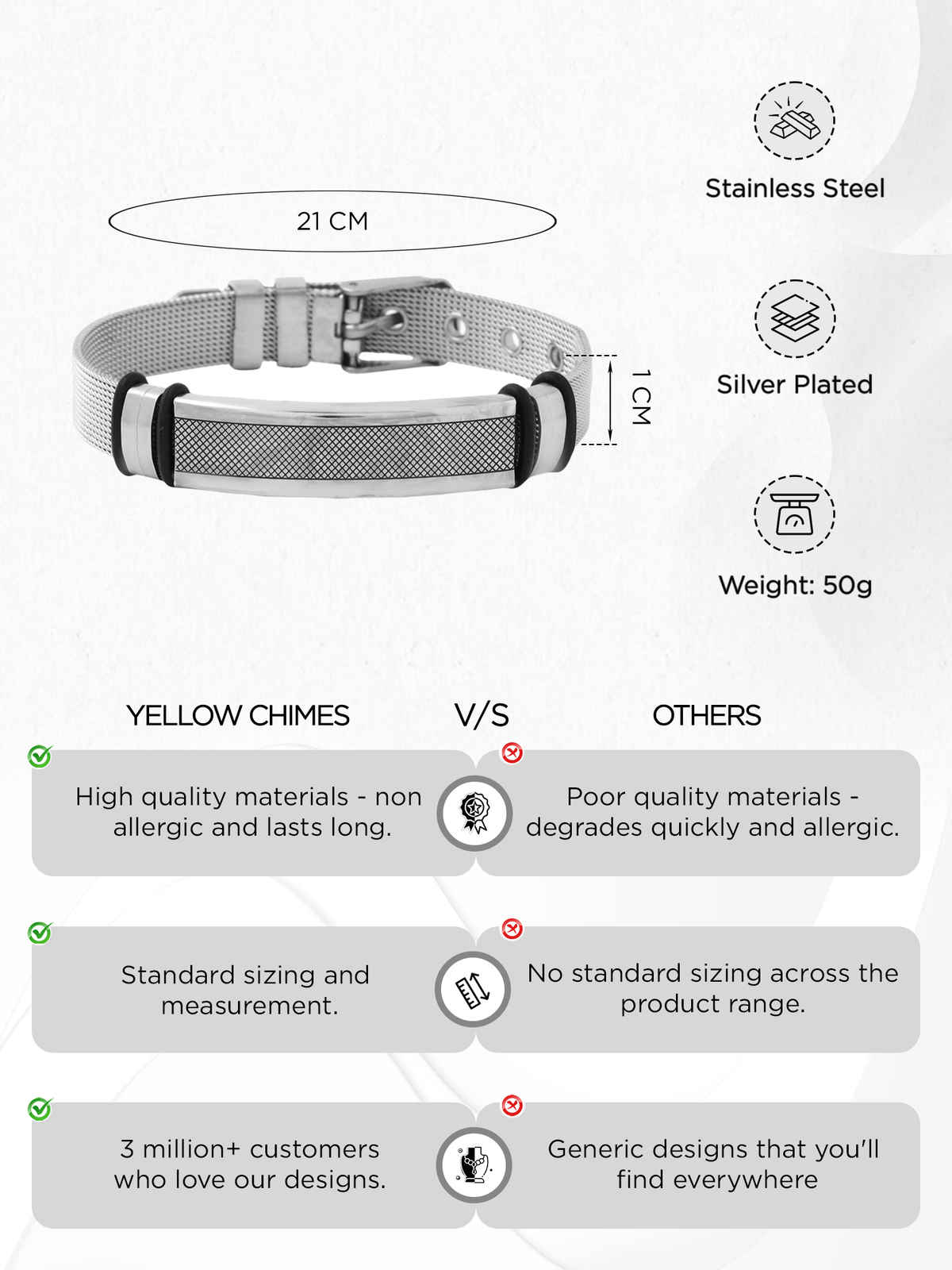 Yellow Chimes Casual Wear Printed Wristband Bracelet for Men