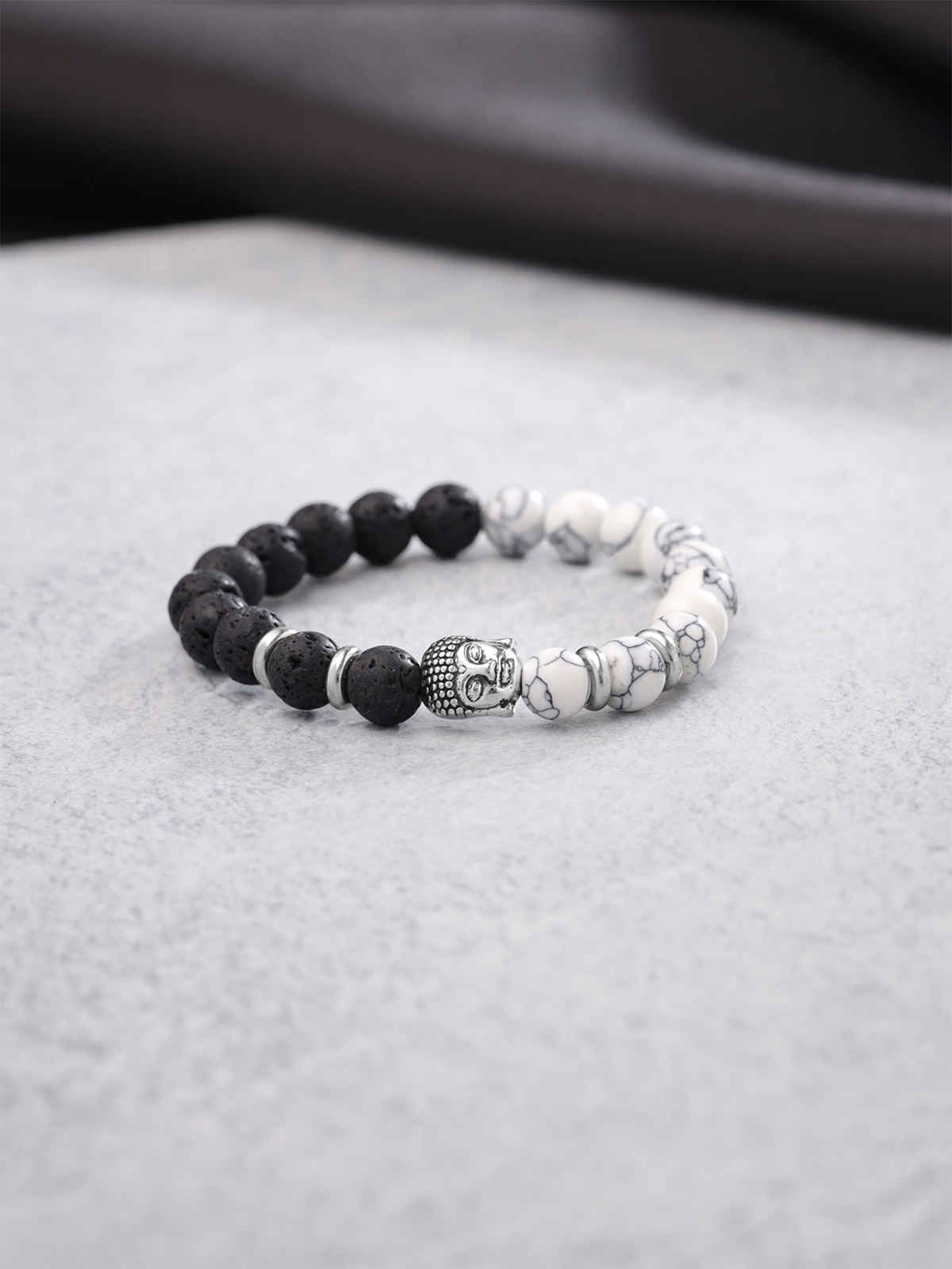 Yellow Chimes Stretchable Buddha Beads Bracelet for Men