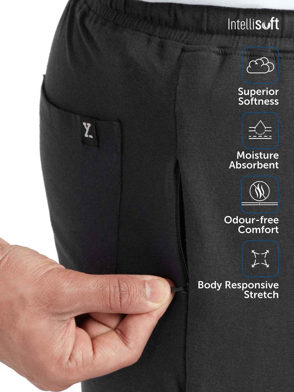 XYXX Ace IntelliSoft Cotton Modal Solid Loungewear Relaxed Fit | 2 Zipper Side pockets | Grey- XL