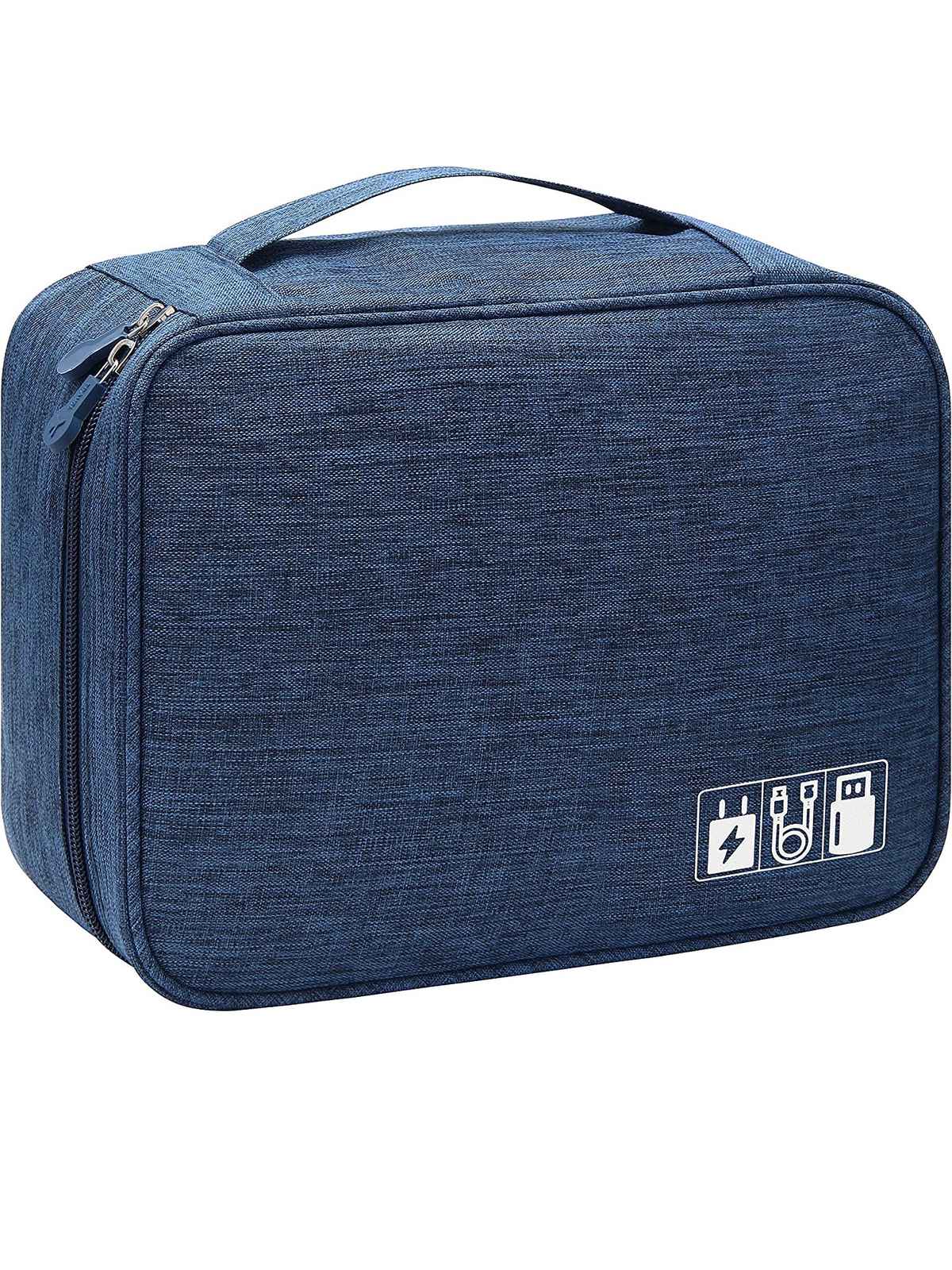 Awestuffs Gadget Organizer for Electronics Accessories, Cables, Phones | Navy Blue