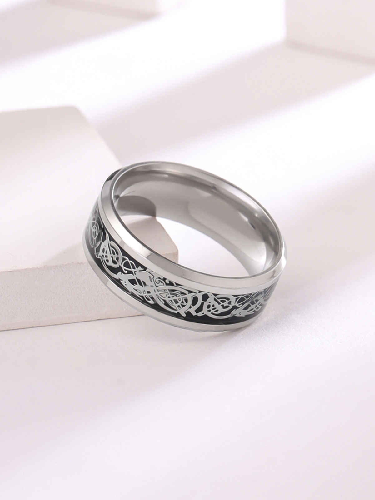 Yellow Chimes Dragon Celtic Design Silver Ring for Men