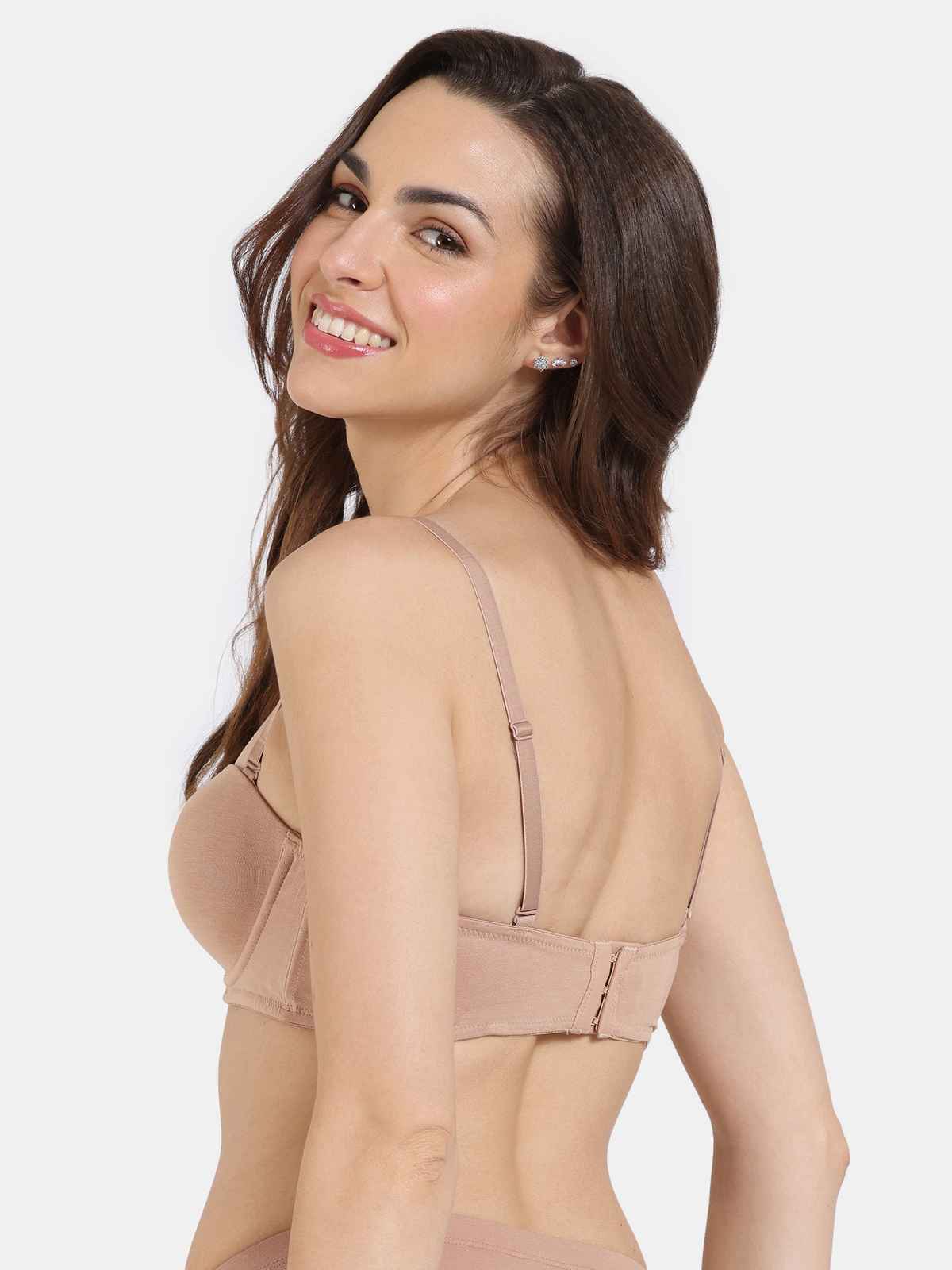 Zivame Beautiful Basics Padded Wired Medium Coverage Strapless Bra - Nude-32 B