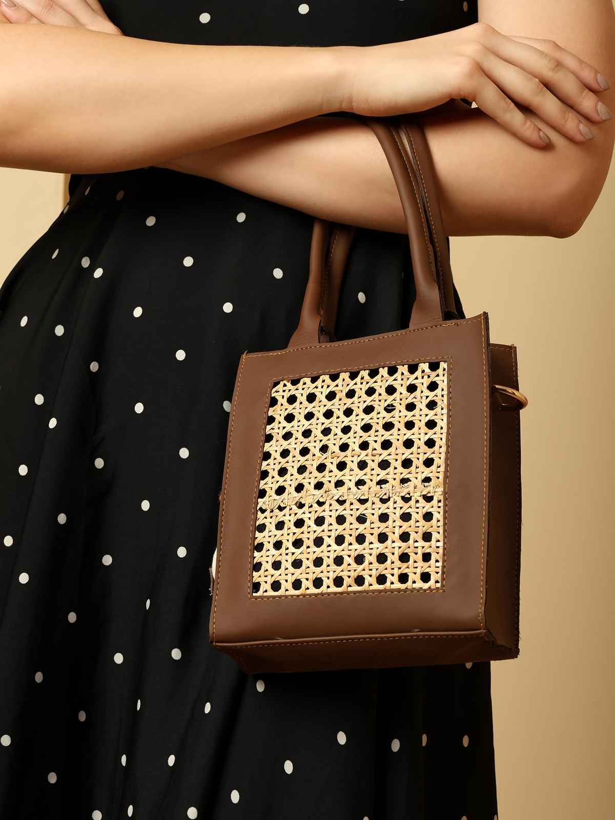 Ensac Sling Rattan Womens Sling Bag PU Leather Shoulder Bag Daily Use | Brown