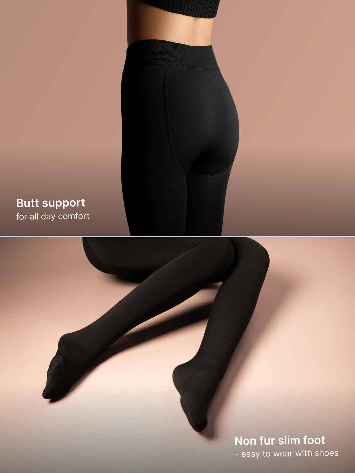 Theater Women Black Fur Stockings S - XL (24 - 40 In)