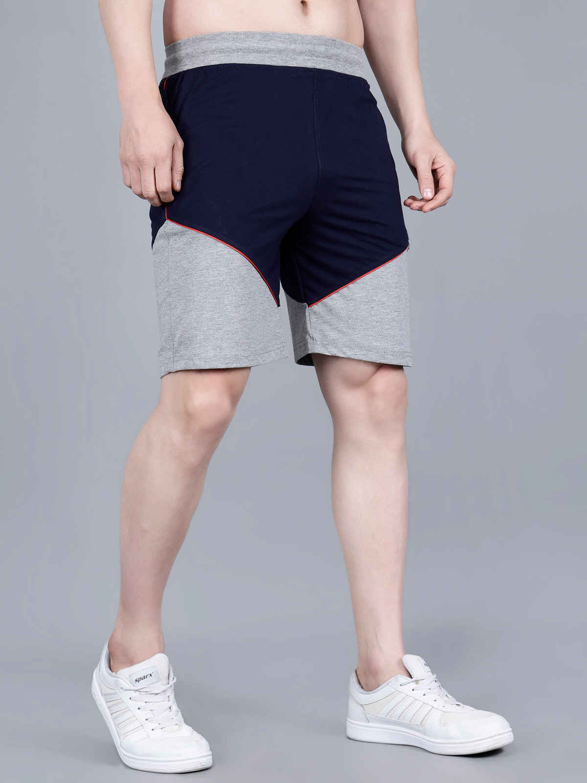Texfro Men's Solid Knee Length Desginer Relaxed & Regular Shorts with Side Pockets | Navy - M