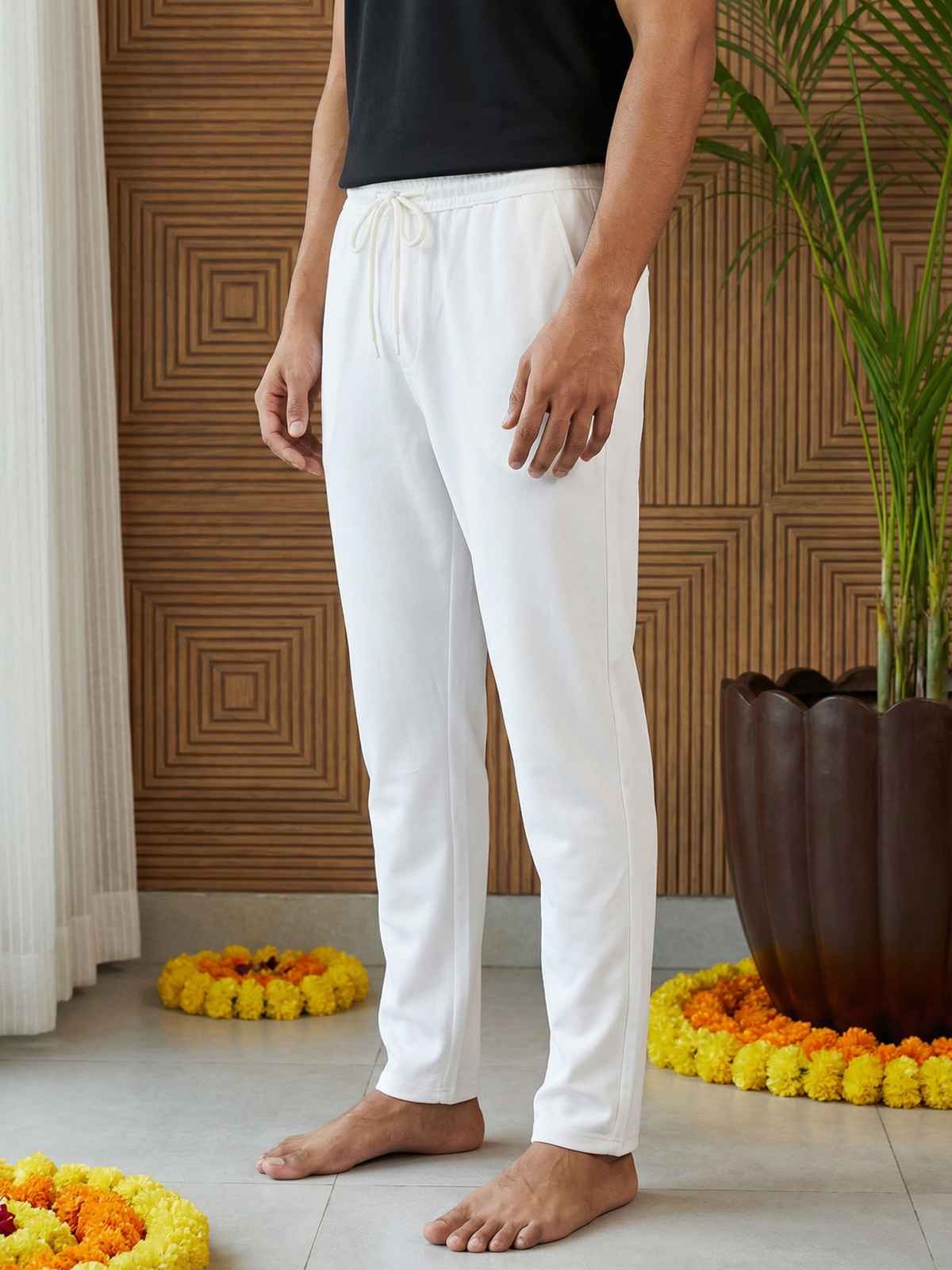 Jompers Men s Cotton Solid Pyjama ANKPJ 006 - White | 30