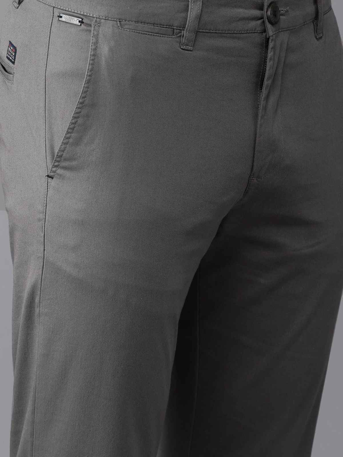 The Indian Garage Co Men | Slim Fit Solid Casual Chinos | Grey | 36