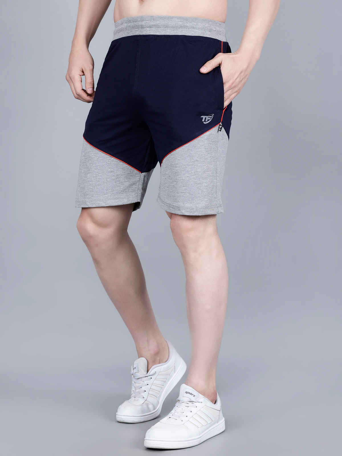 Texfro Men's Solid Knee Length Desginer Relaxed & Regular Shorts with Side Pockets | Navy - M
