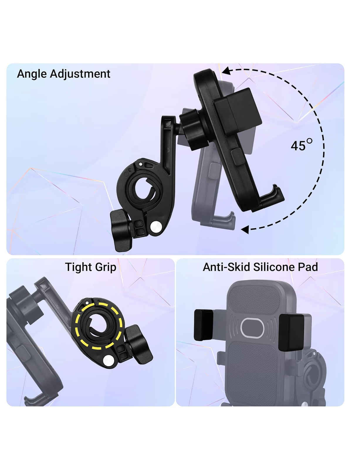Zebronics BMH100 Bike Mobile Holder, Upto 6.8 inches 360 Degree Rotatable One Press Lock Anti-Skid Stable and Secure