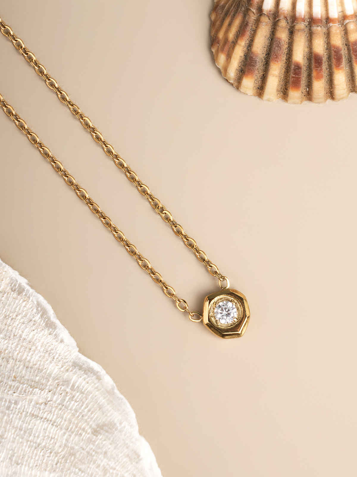 PALMONAS White Gemstone Gold Chain Necklace