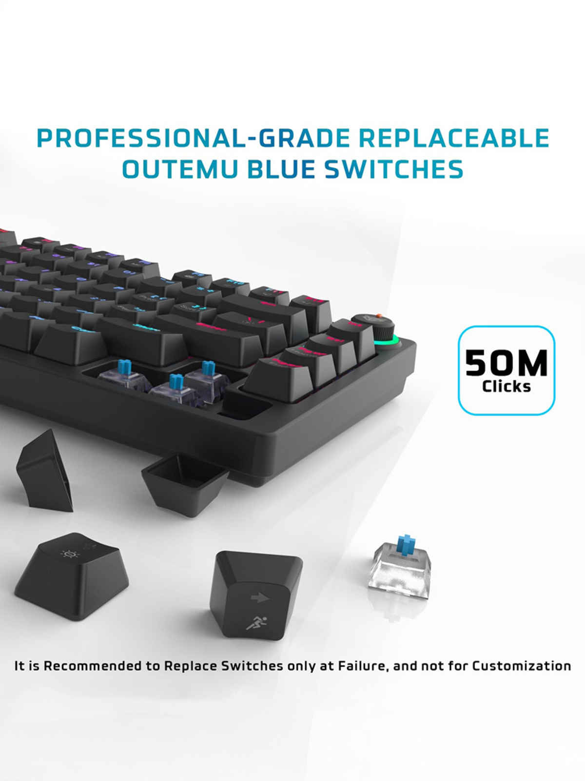 EvoFox Katana X2 TKL Wired Mechanical Gaming Keyboard Blue Switch - Black