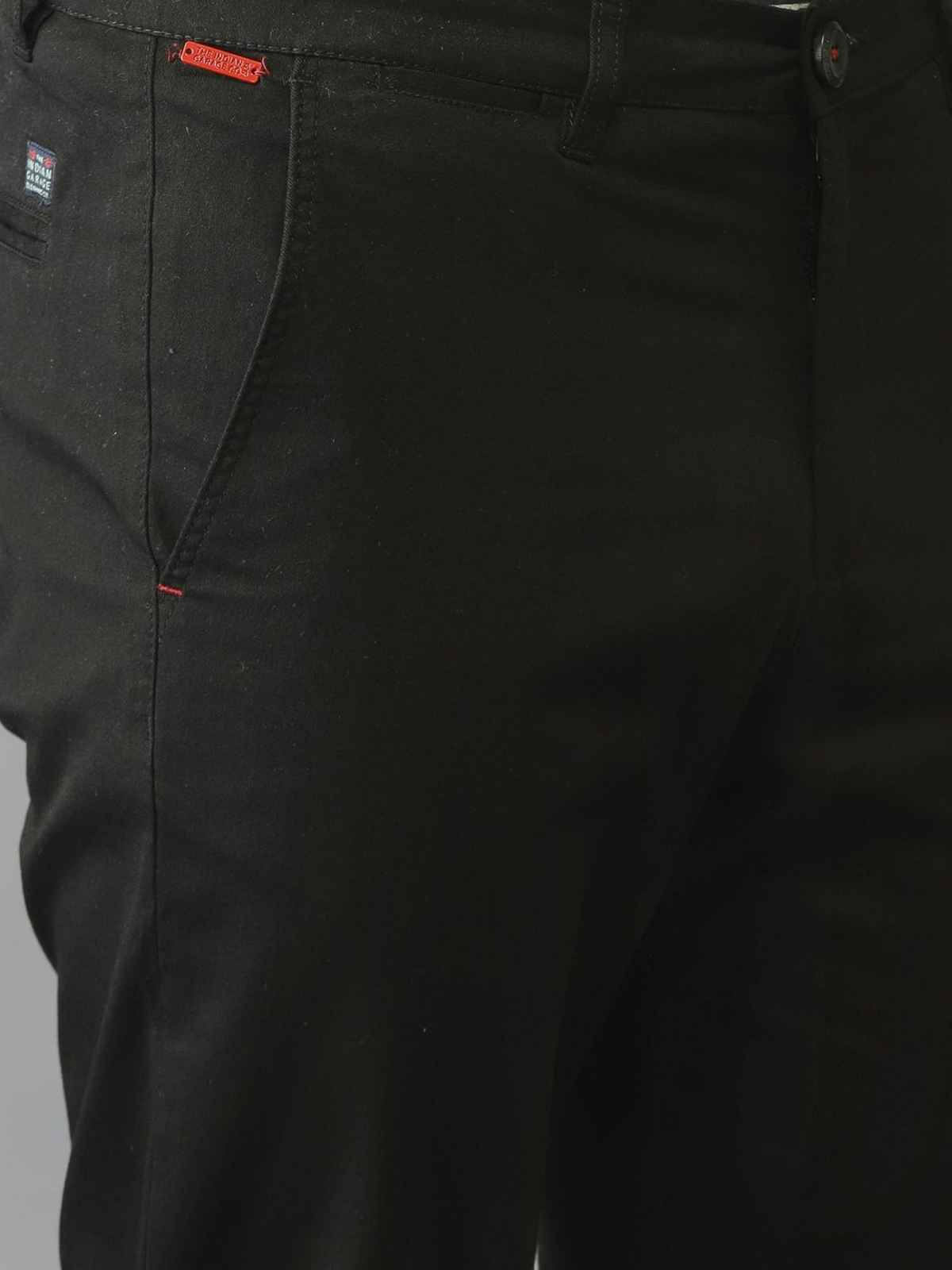 The Indian Garage Co Men's Slim Fit Solid Casual Chinos | Black - 30