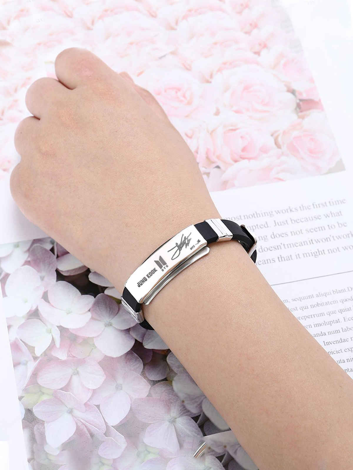 Yellow Chimes Unisex Silver-Toned & Black Wraparound Bracelet