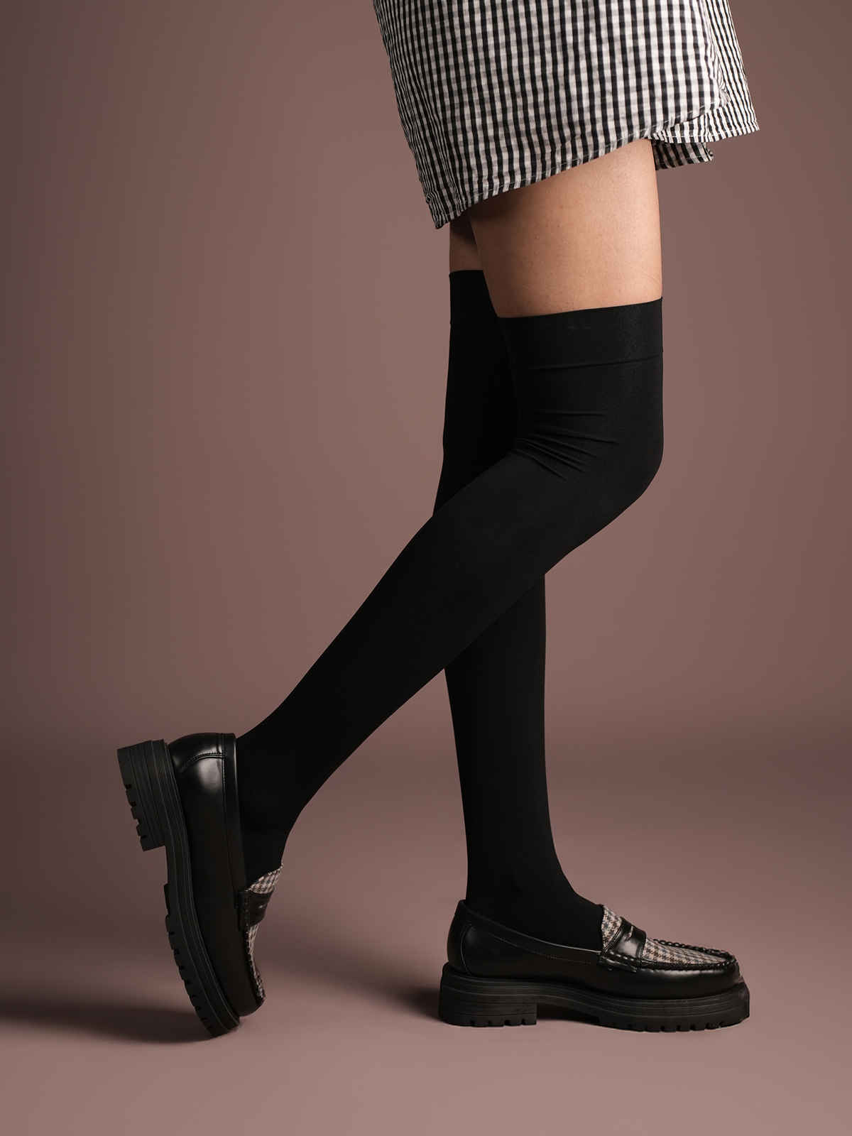 Theater Women's Charcoal Thigh High Stockings S - L