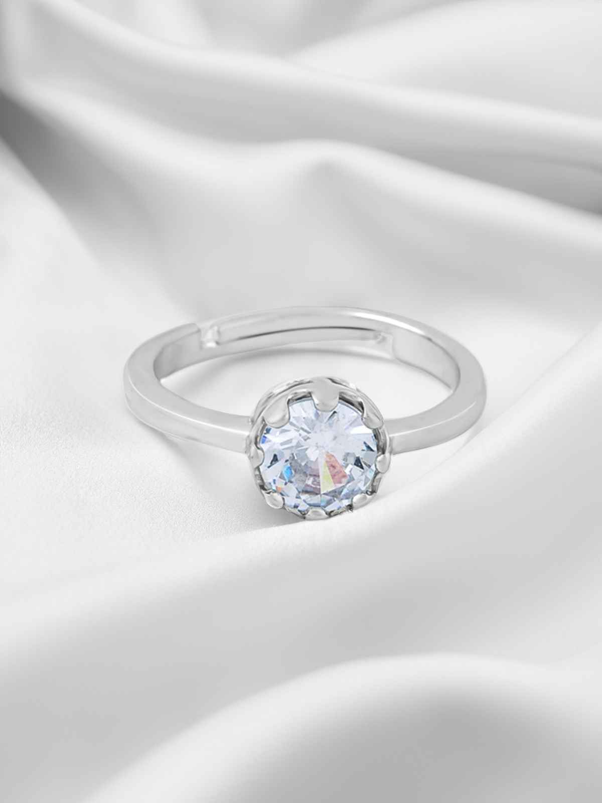 Yellow Chimes Adjustable Crystal Ring for Women