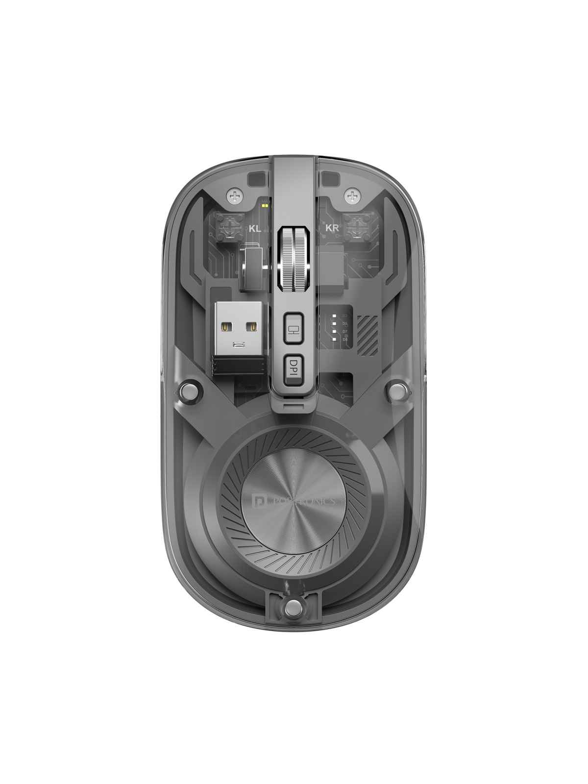 Portronics Toad 8 Transparent Wireless Bluetooth Mouse with Rechargeable Battery | Grey