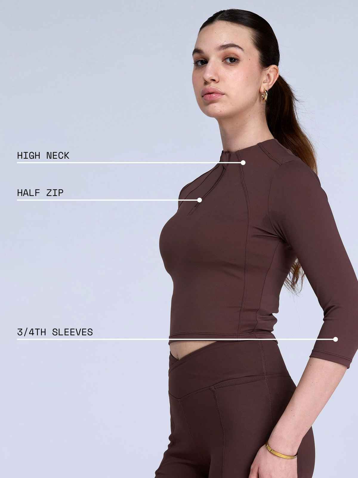 Cava Athleisure Women's Silhouette Zip Top | Brown - M