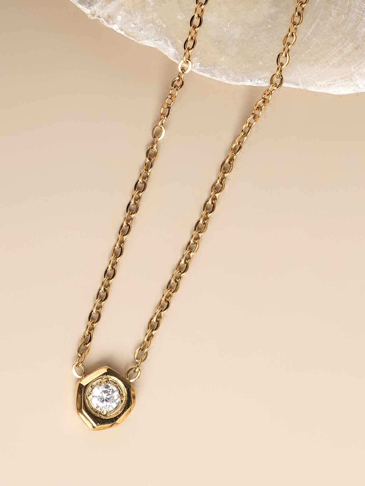 PALMONAS White Gemstone Gold Chain Necklace