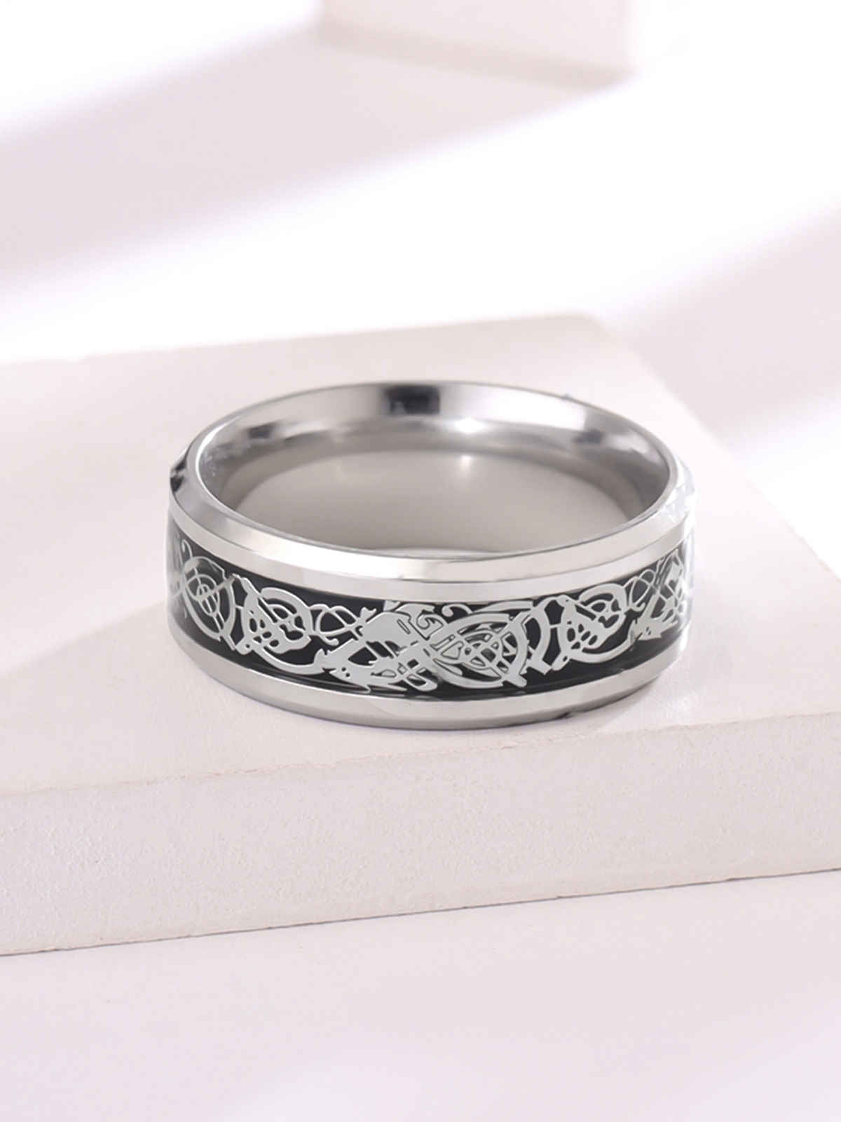 Yellow Chimes Dragon Celtic Design Silver Ring for Men