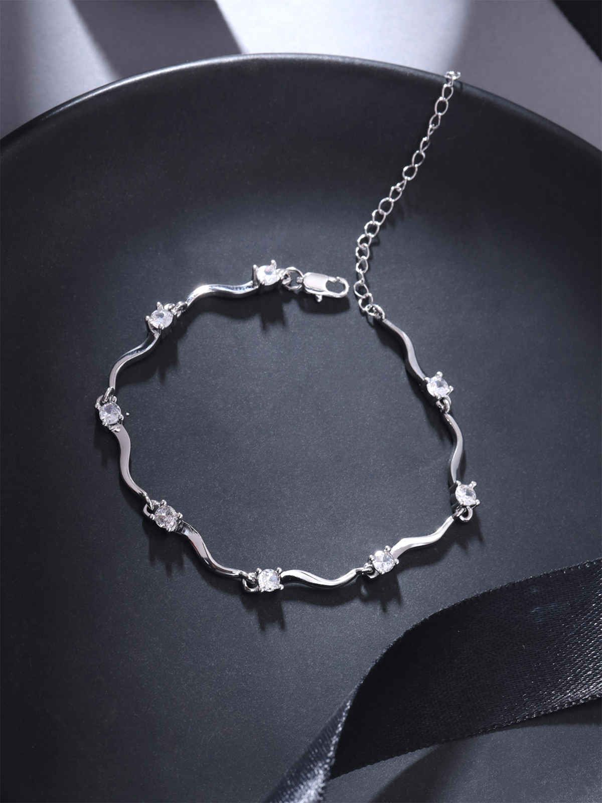 Yellow Chimes White Crystal Bracelet for Women - Valentines Gift