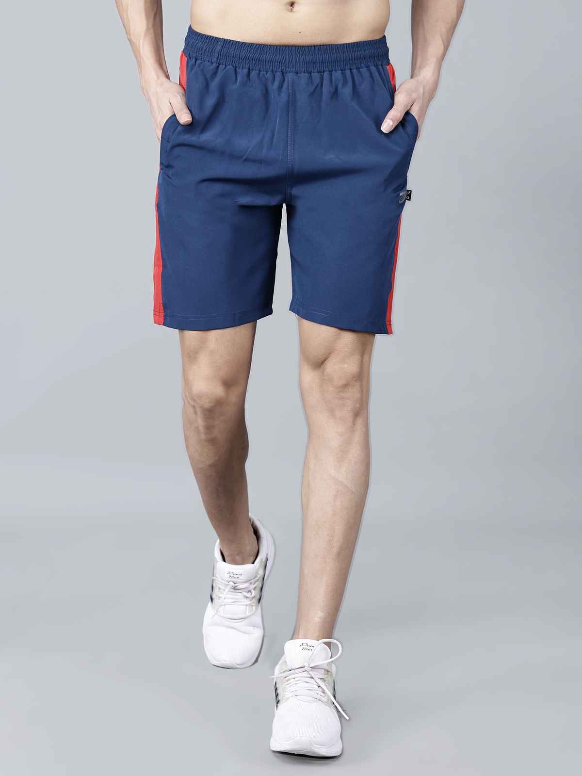 Texfro Men's Solid Knee Length Sports & Regular Shorts with Side Pockets - Blue | M