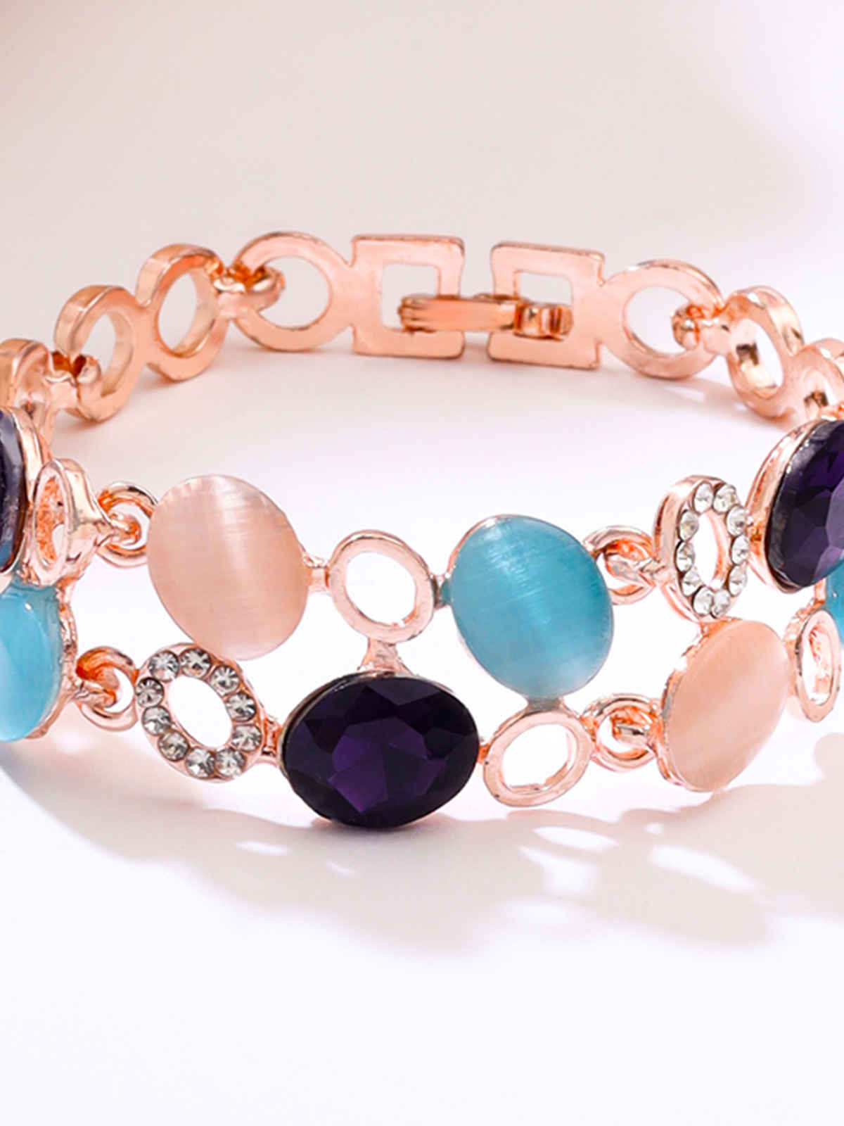 Yellow Chimes Women Gold-Toned & Blue Stone Studded Bracelet