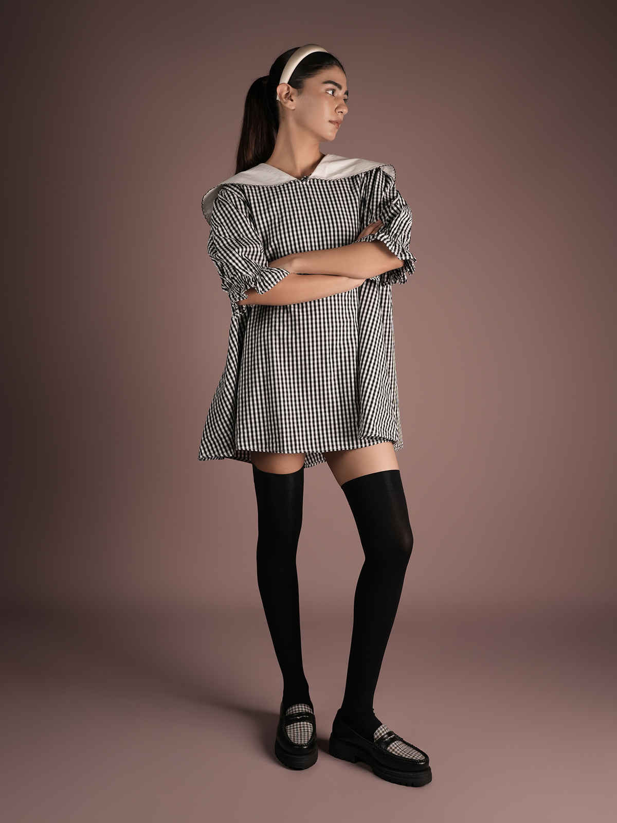 Theater Women's Charcoal Thigh High Stockings S - L