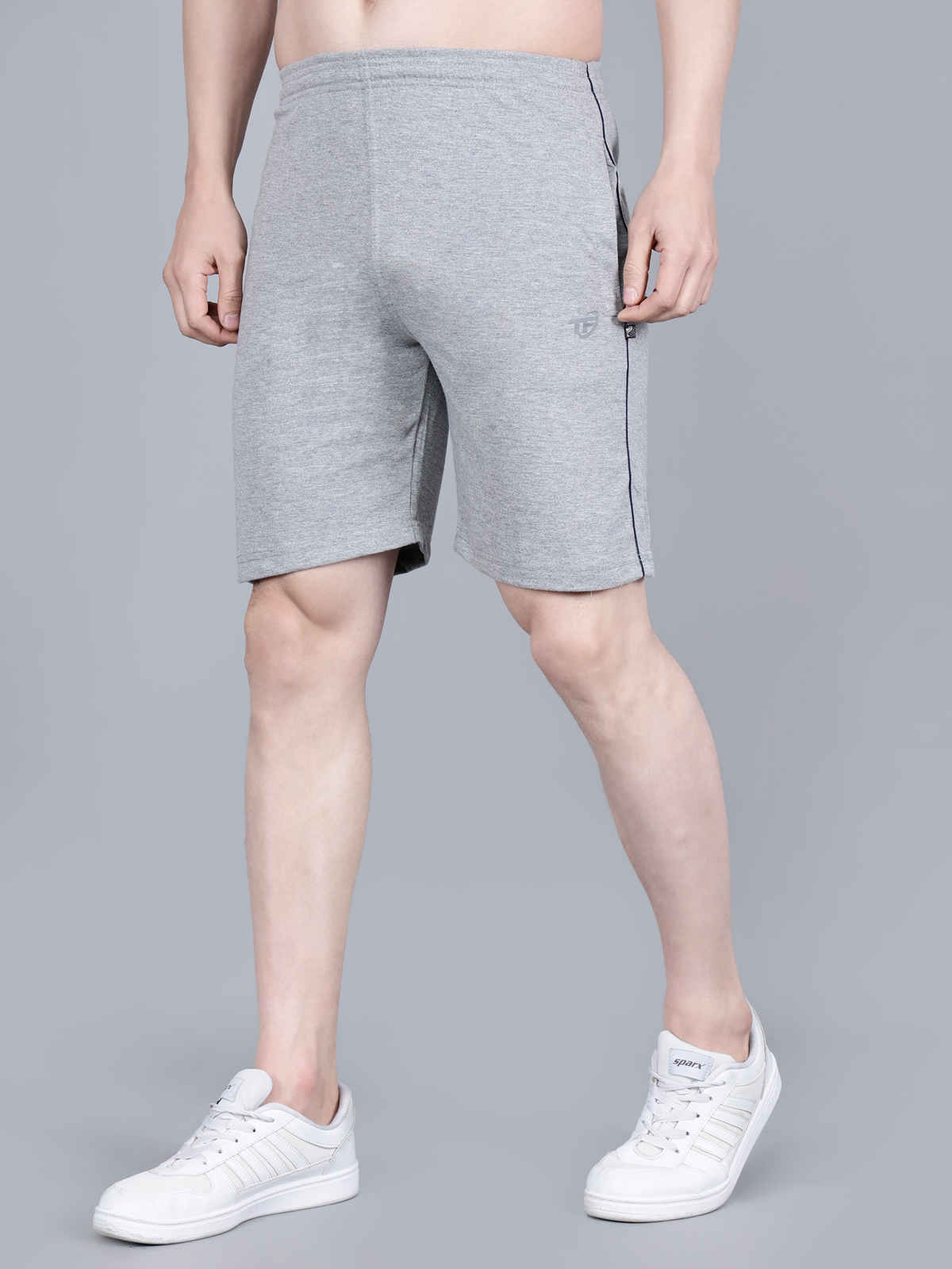 Tex-Fro Men's Solid Knee Length Relaxed & Regular Shorts with Side Pockets | Grey - M