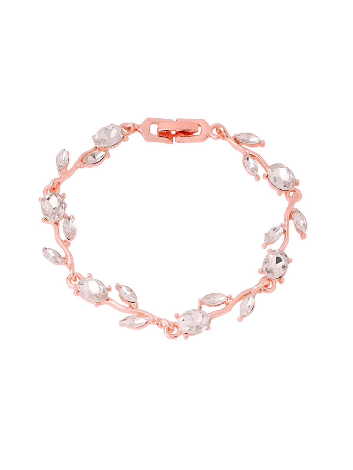 Yellow Chimes Women Crystal Bracelets | Leaf Shaped | CZ Crystals
