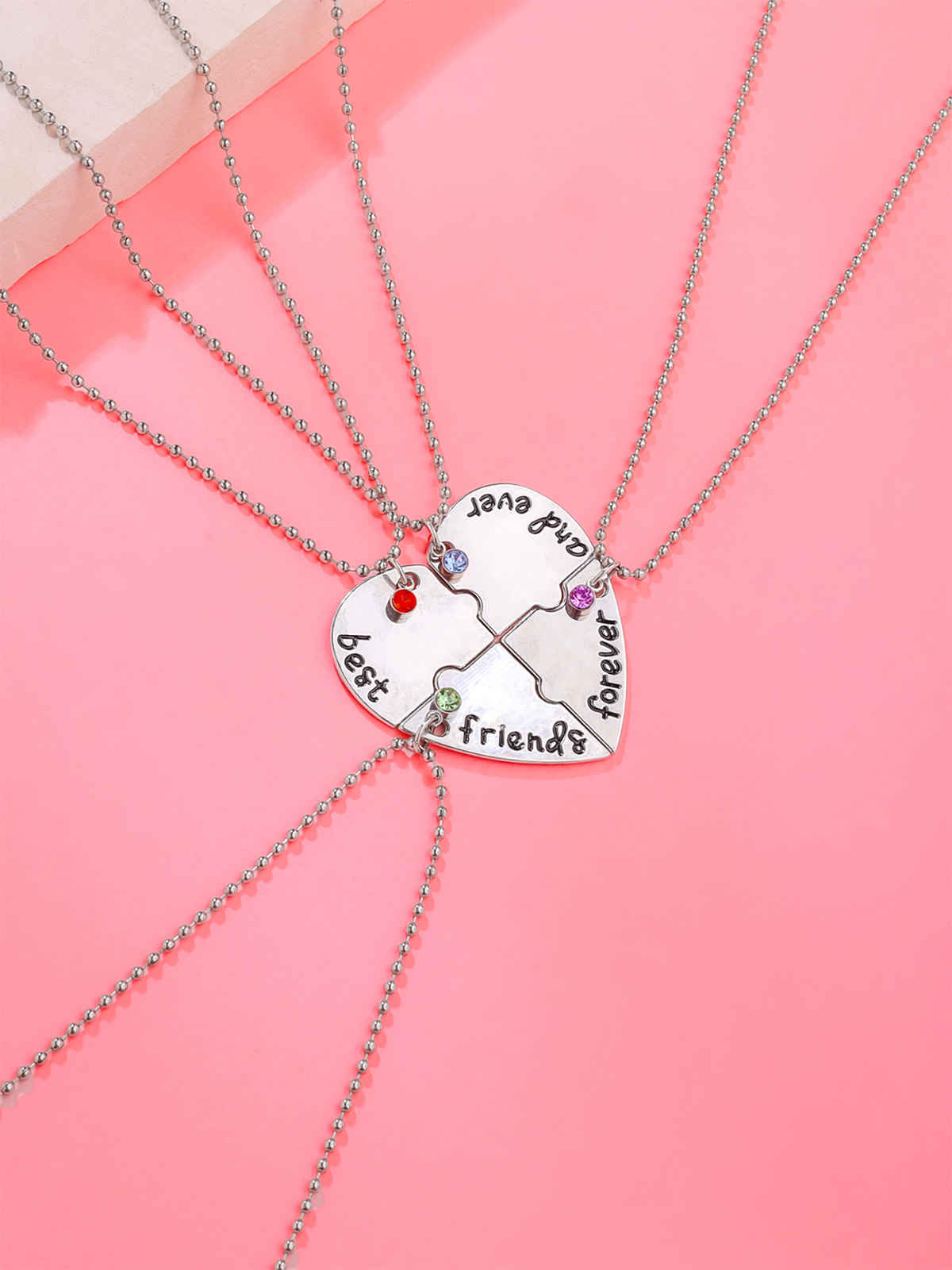 Yellow Chimes Friendship Day Silver Best Friend Chain Necklace for Women