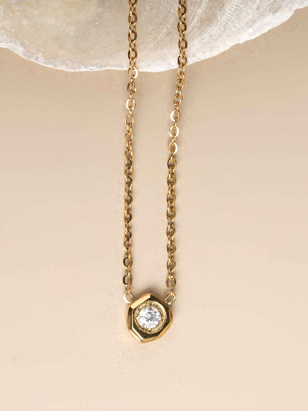PALMONAS White Gemstone Gold Chain Necklace