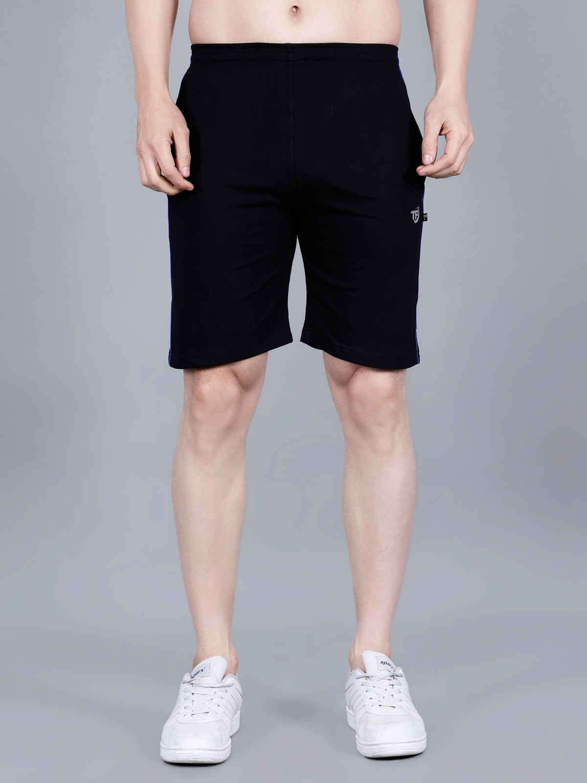 Texfro Men's Solid Knee Length Relaxed & Regular Shorts with Side Pockets | Black - L
