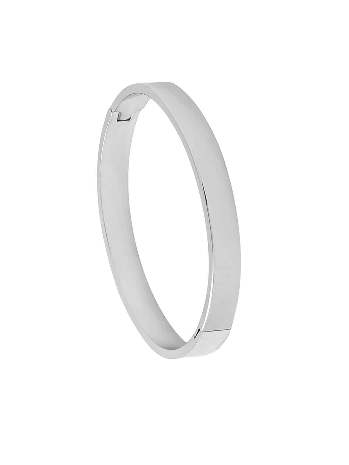 Yellow Chimes Silver Kada Bracelet for Men, High Polished Stainless Steel