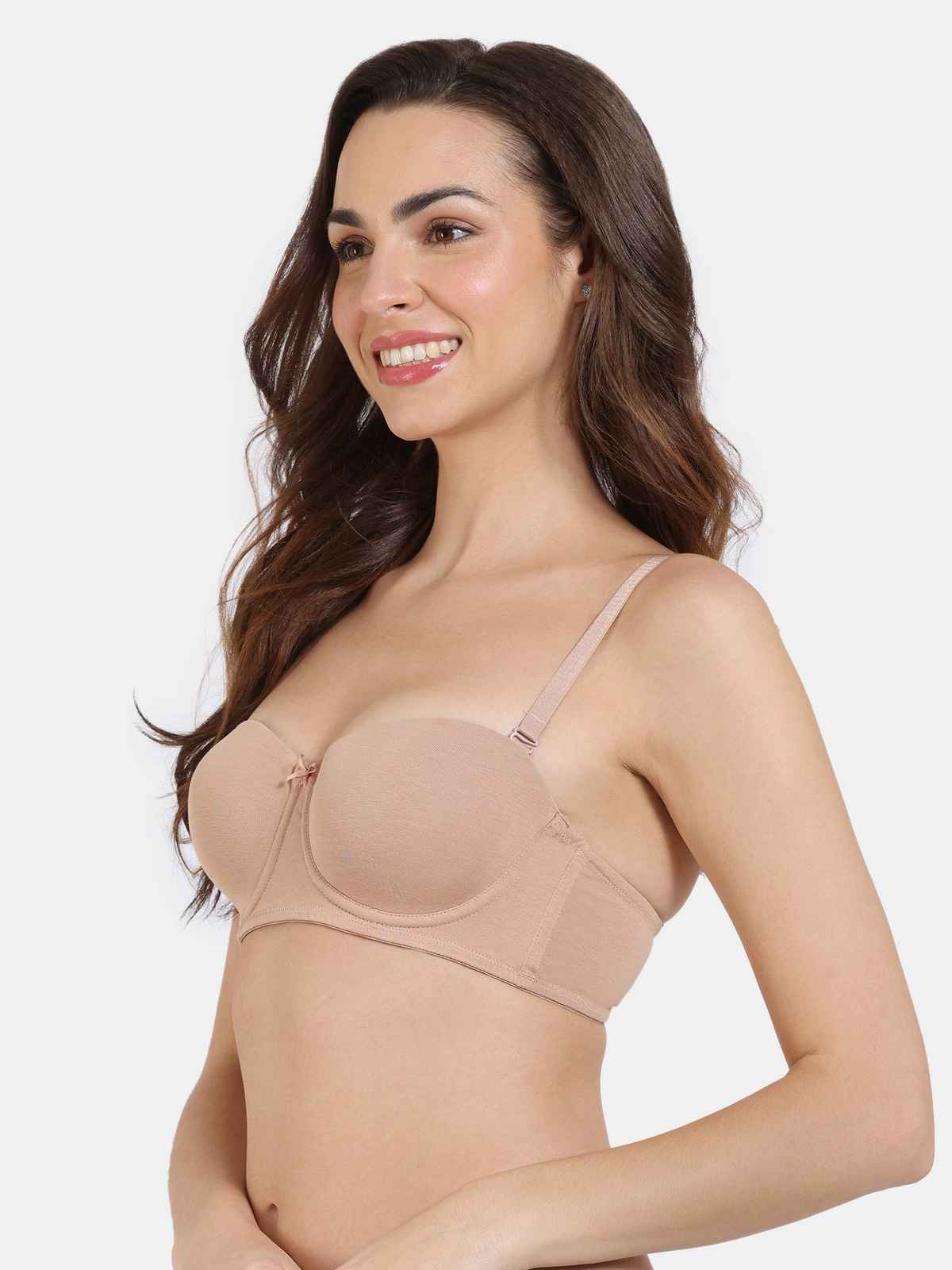 Zivame Beautiful Basics Padded Wired Medium Coverage Strapless Bra - Nude-32 B