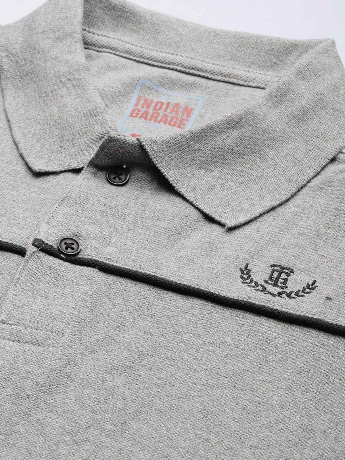 The Indian Garage Co Men's Slim Fit Solid Casual T-Shirt | Grey - S