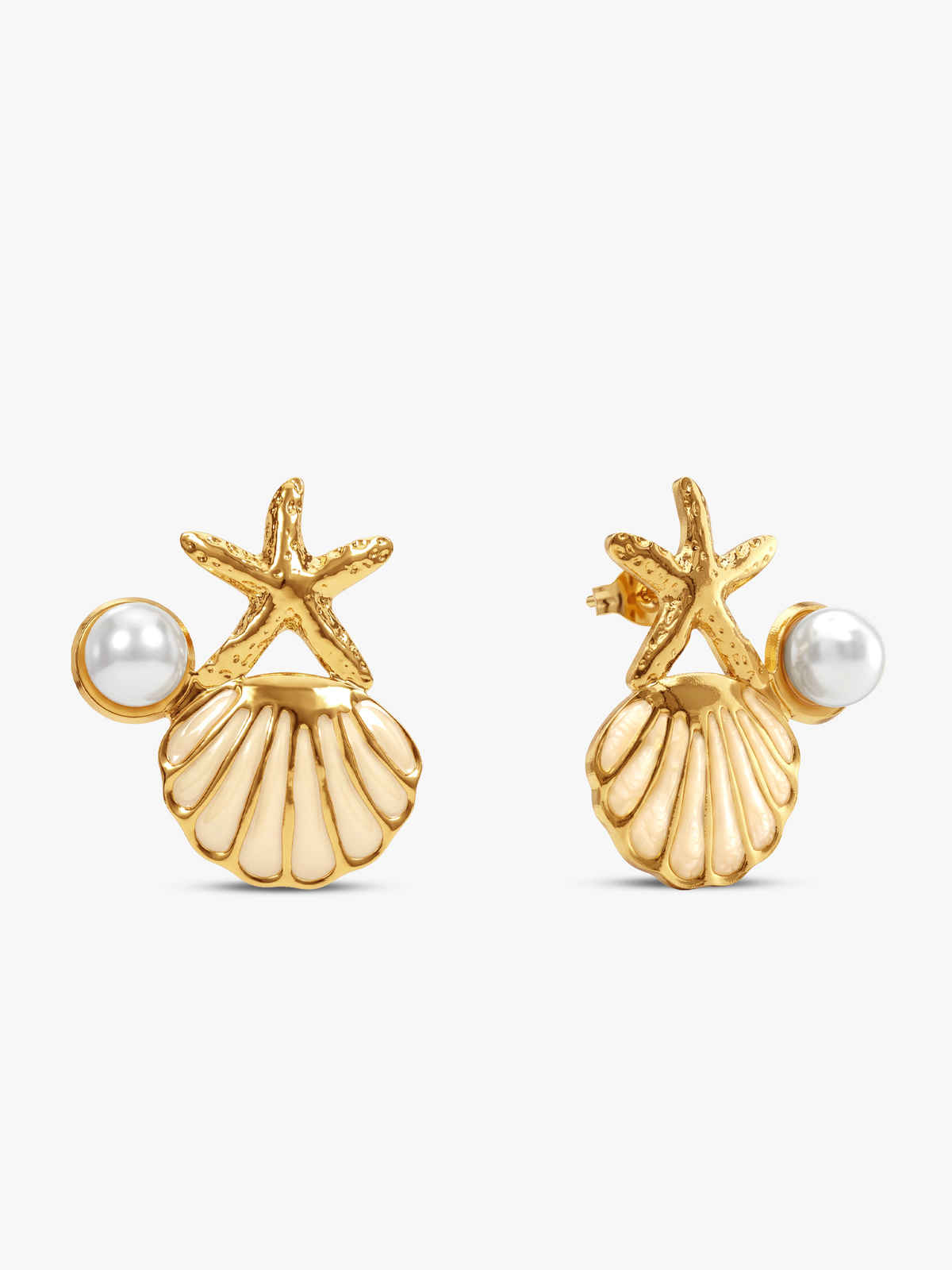 OnnMe By Giva Starfish Pearl Gold Plated Earrings | Waterproof And Anti-Tarnish | OMER0166