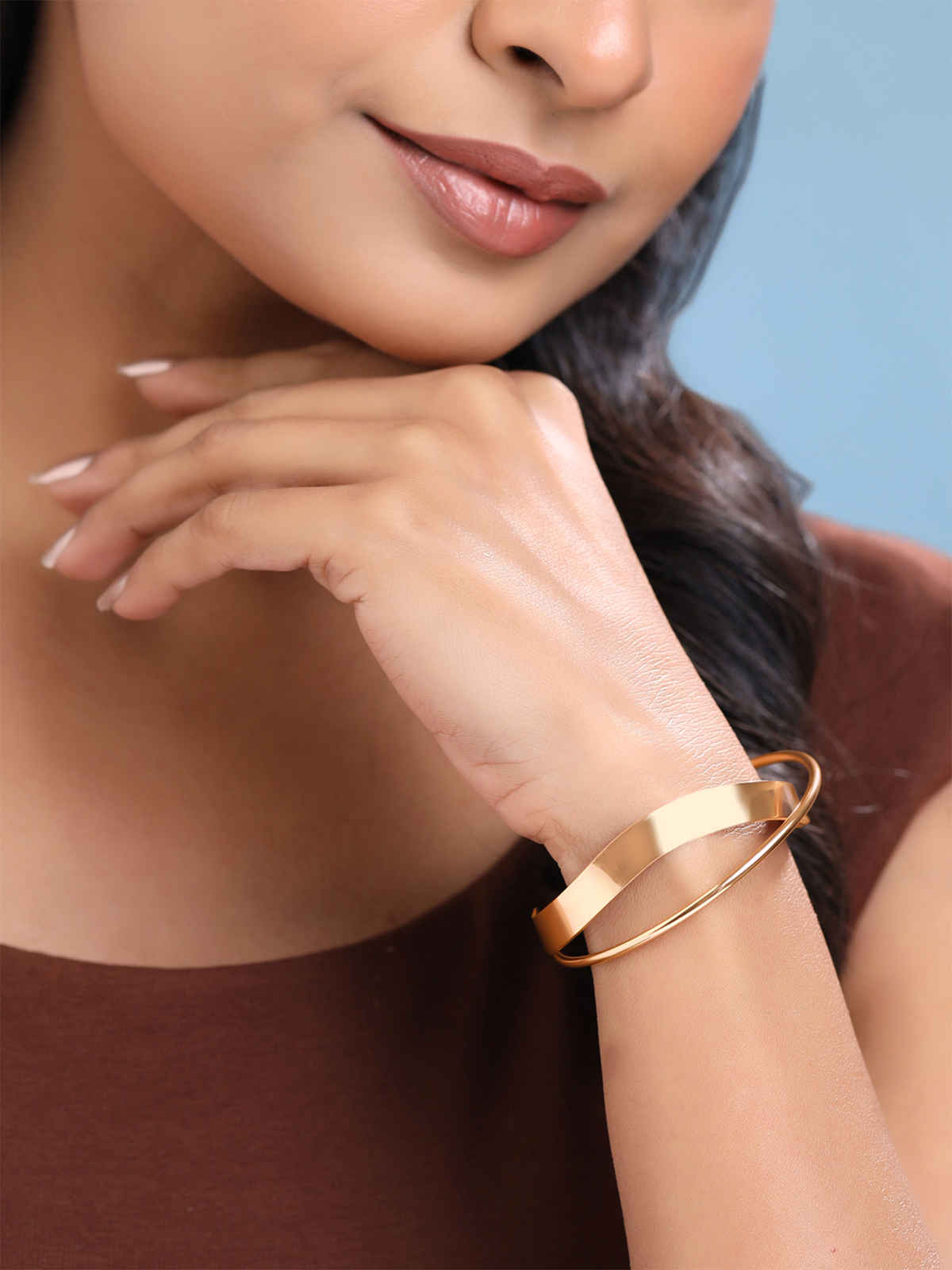 Yellow Chimes Twisted Gold Plated Hand Cuff Kadaa Bracelet for Women