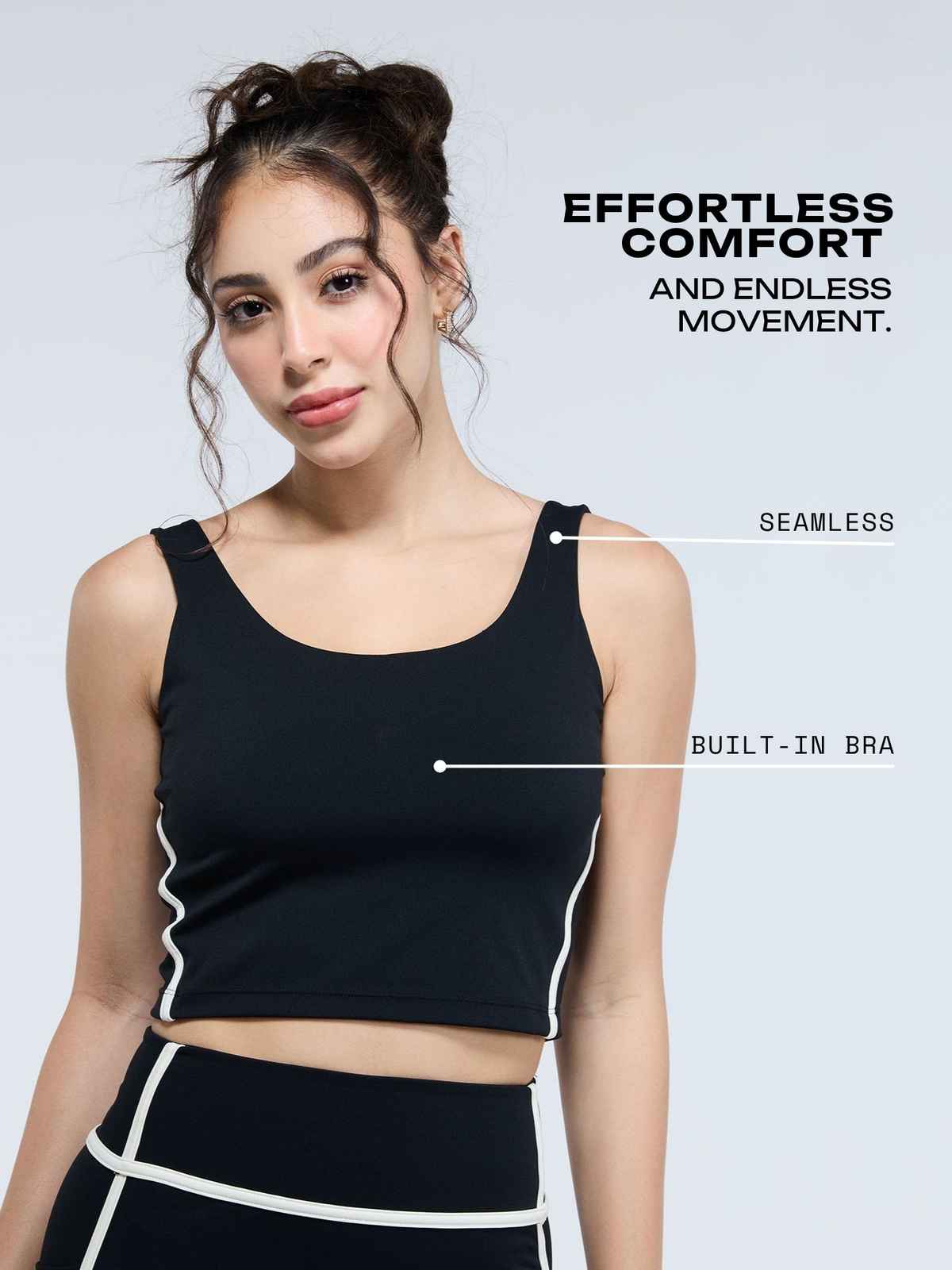 Cava Women's Aerial Contrast Crop Tank Top | Black - L