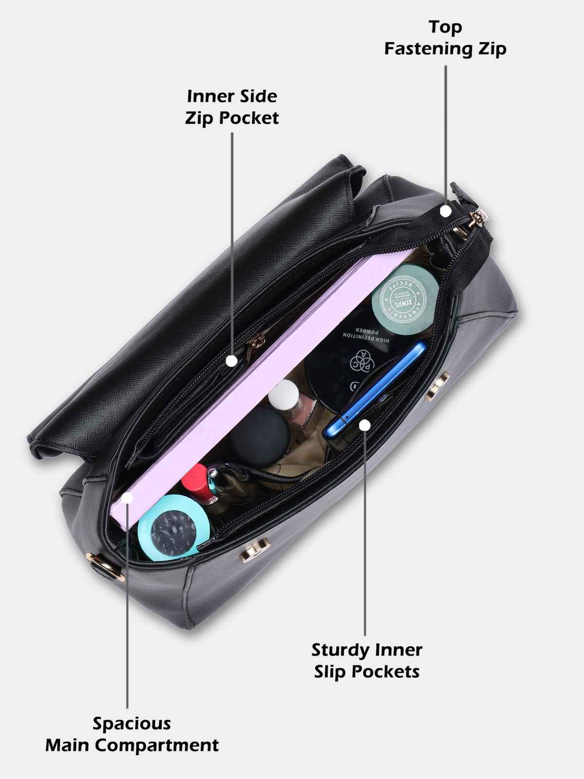 Lavie Women's Beech Flap Satchel Handbag | Ladies purse | Shoulder Bag | Black