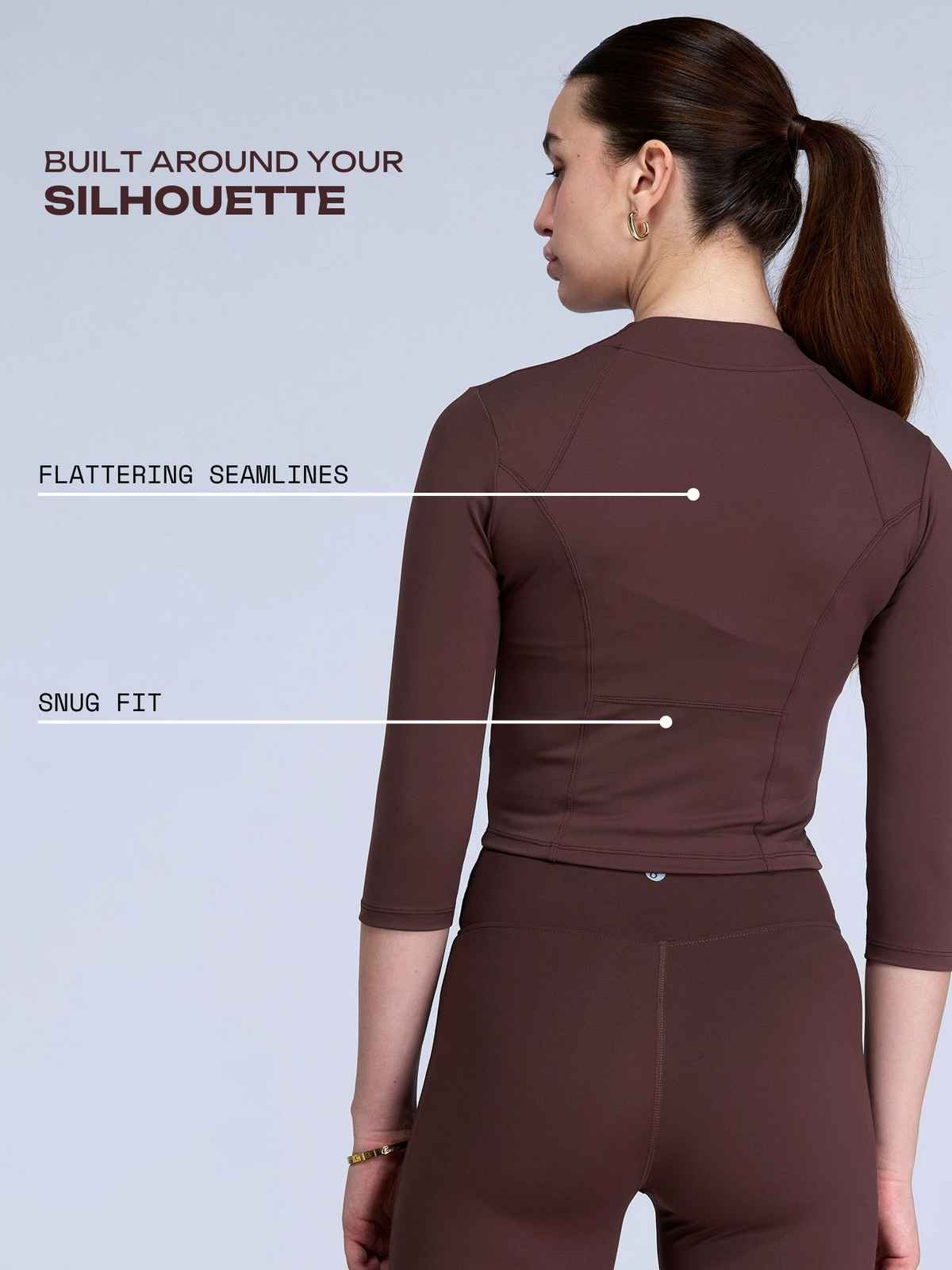 Cava Athleisure Women's Silhouette Zip Top | Brown - M