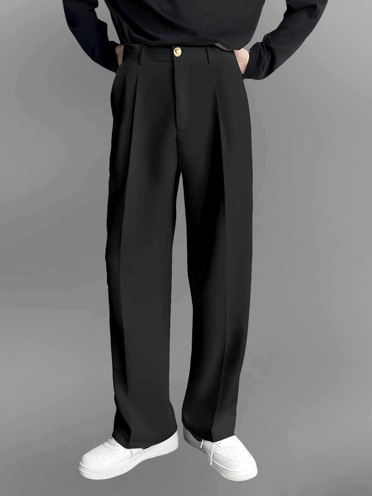 FTX Men's Relaxed Fit Lycra Blend Korean Trouser | Black - 34