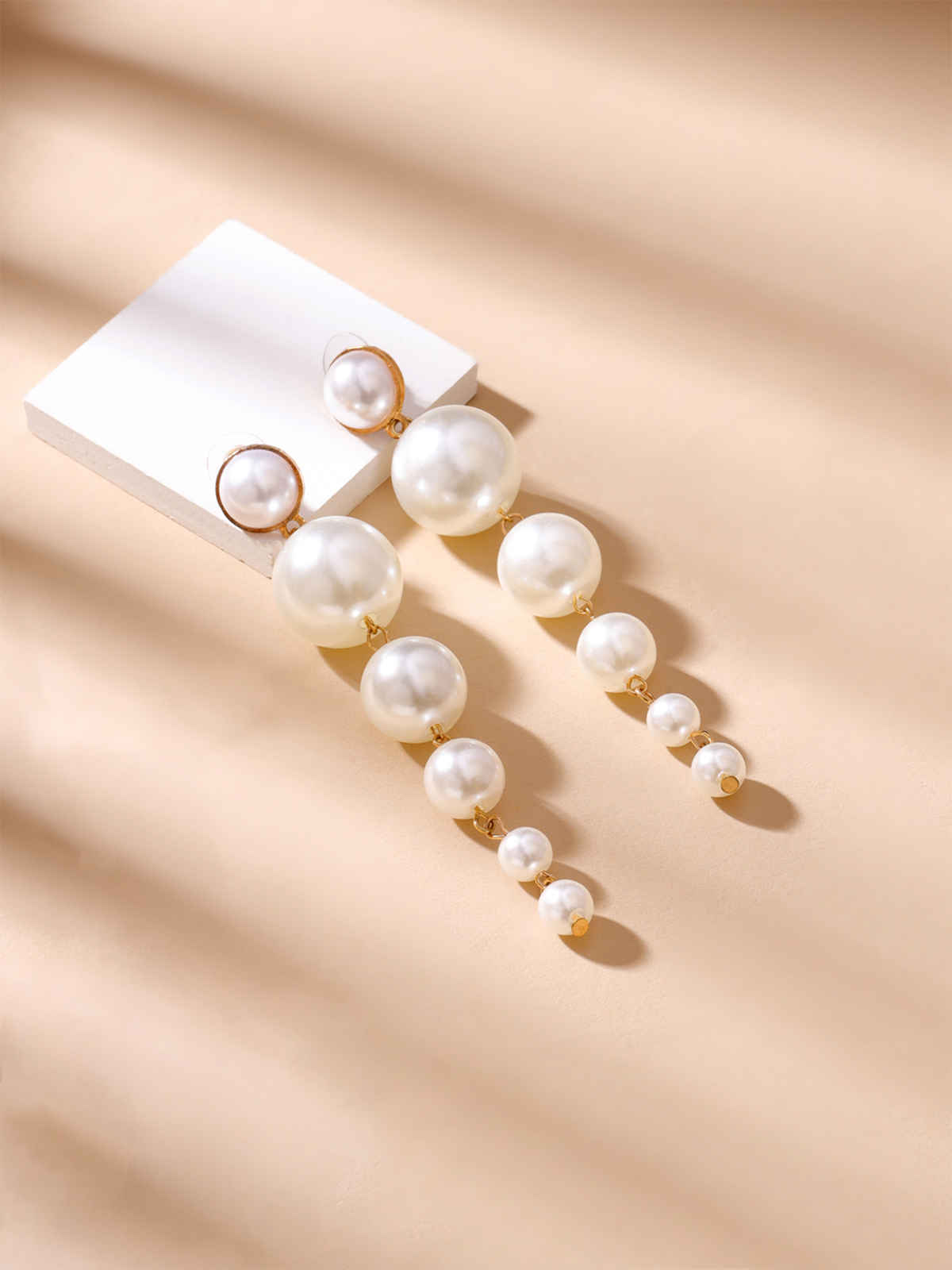 Yellow Chimes Long Chain Hanging Pearl Earrings for Women