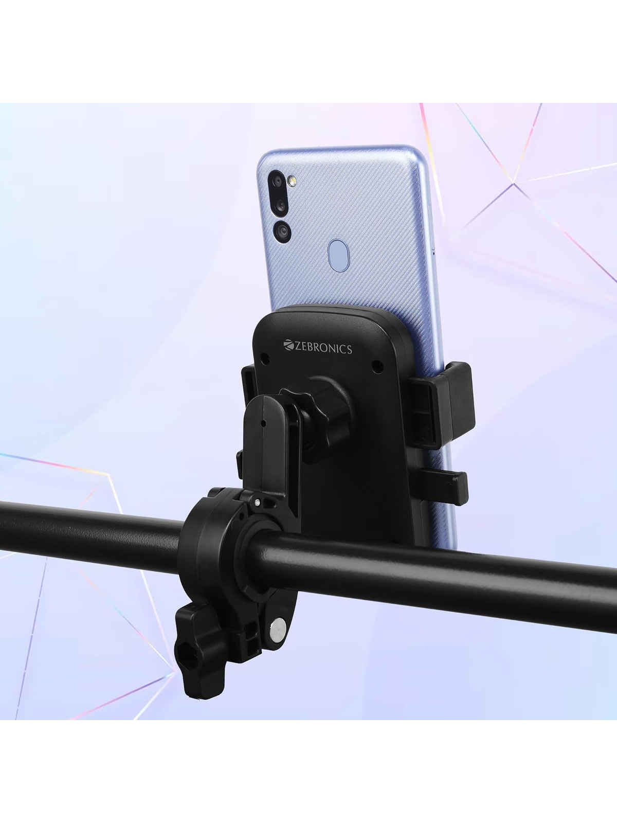 Zebronics BMH100 Bike Mobile Holder, Upto 6.8 inches 360 Degree Rotatable One Press Lock Anti-Skid Stable and Secure