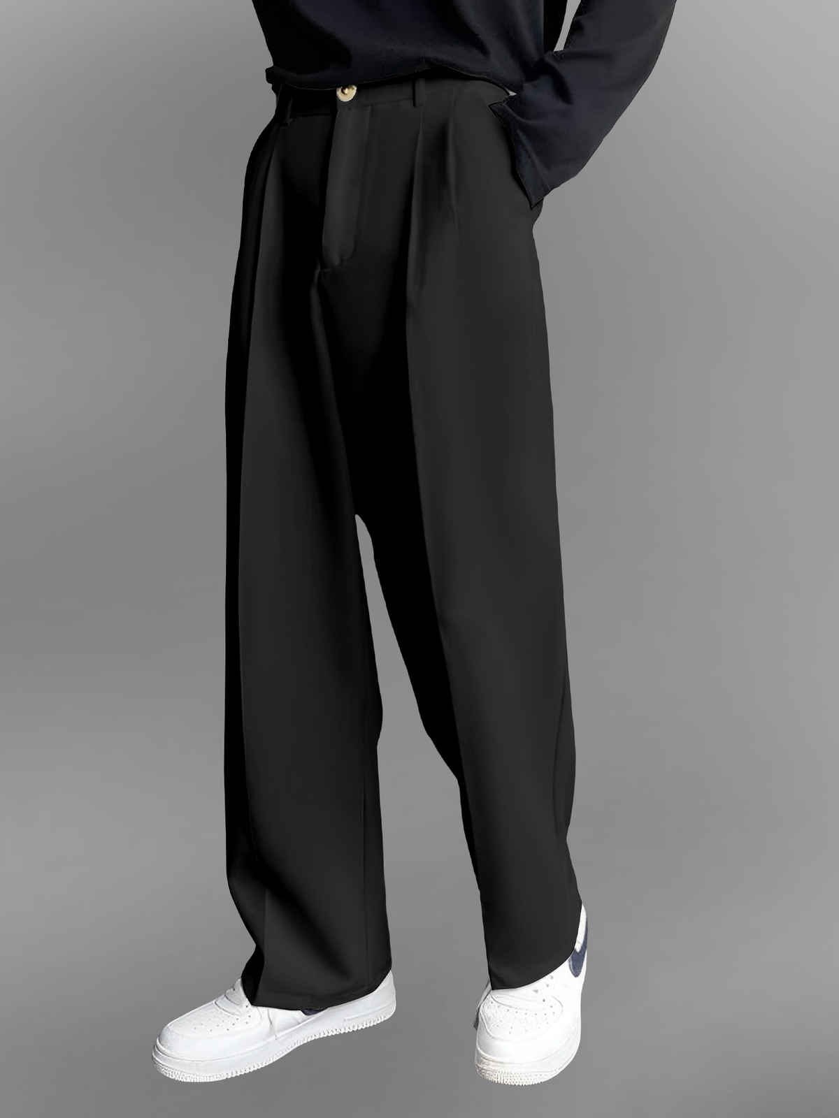 FTX Men's Relaxed Fit Lycra Blend Korean Trouser | Black - 34