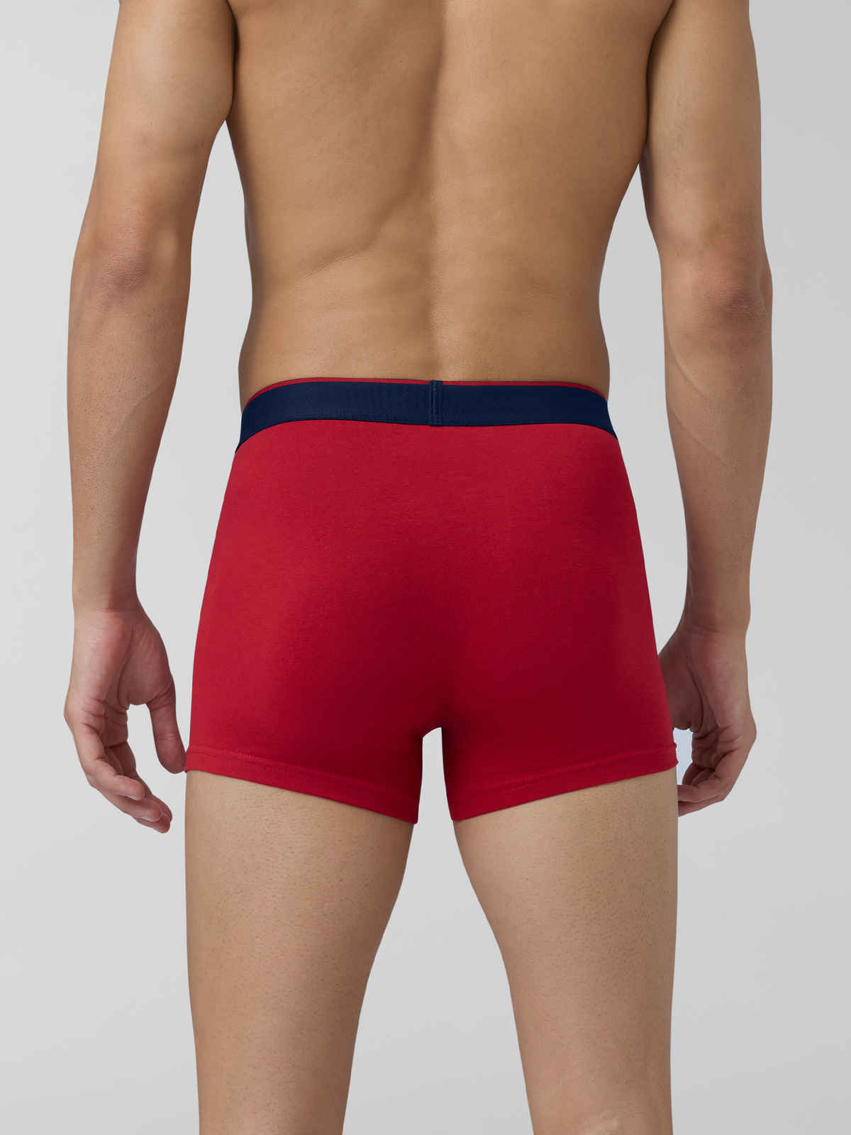 XYXX Men's Traq Cotton Solid Trunks Pack of 2, Black and Tango Red| L